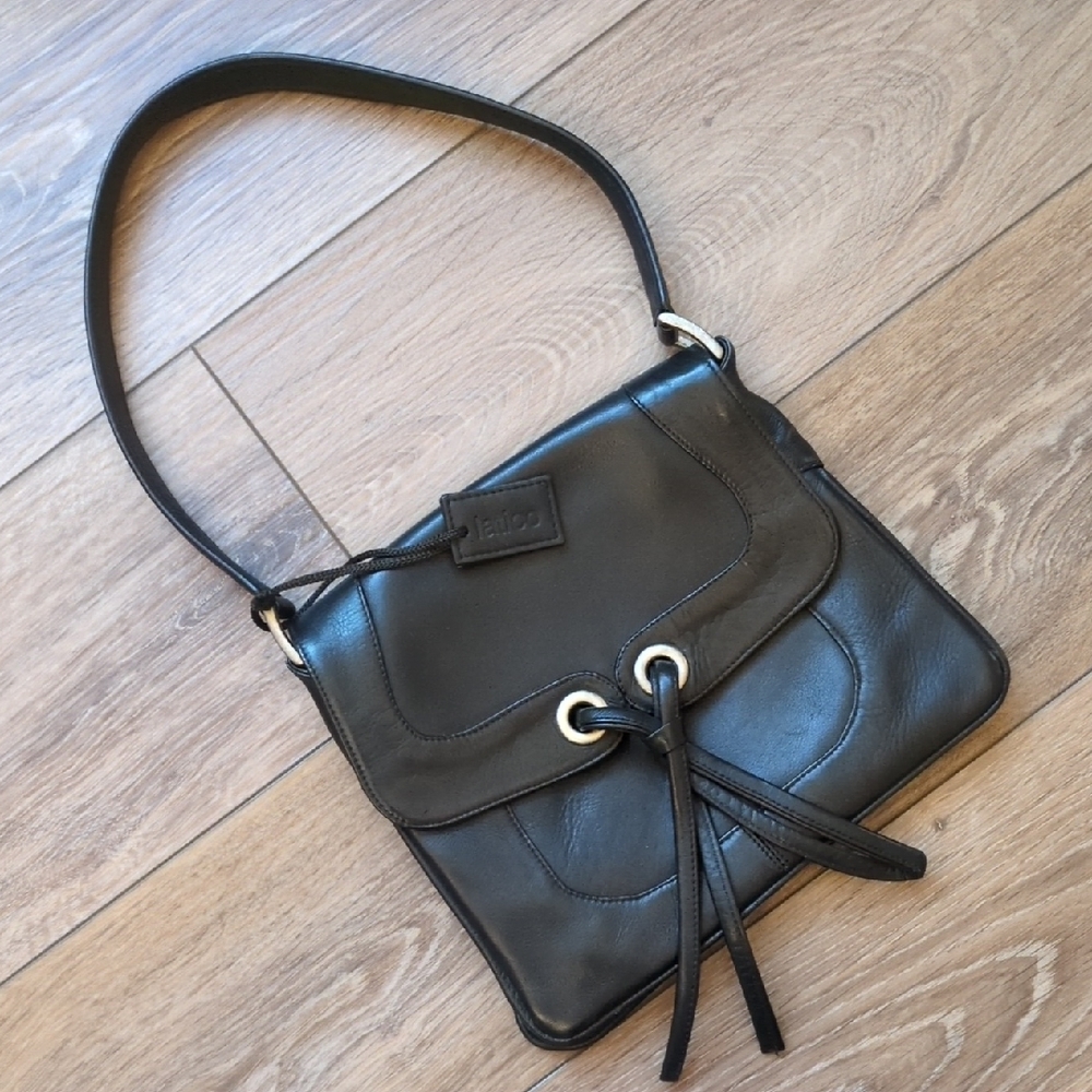 Latico Black Leather‎ Shoulder Bag Purse w/ Tassel & Silver Details - Hang tag
